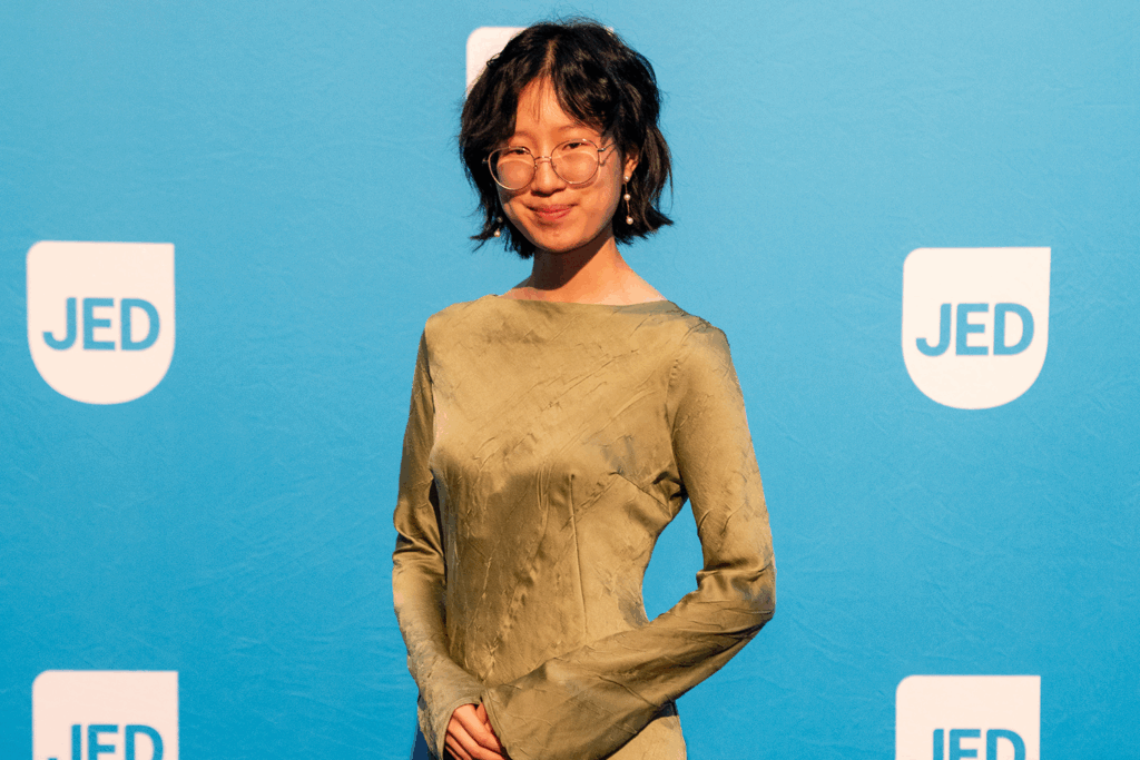 Nora Sun is honored with the Student Voice of Mental Health Award at the 2025 JED Gala.